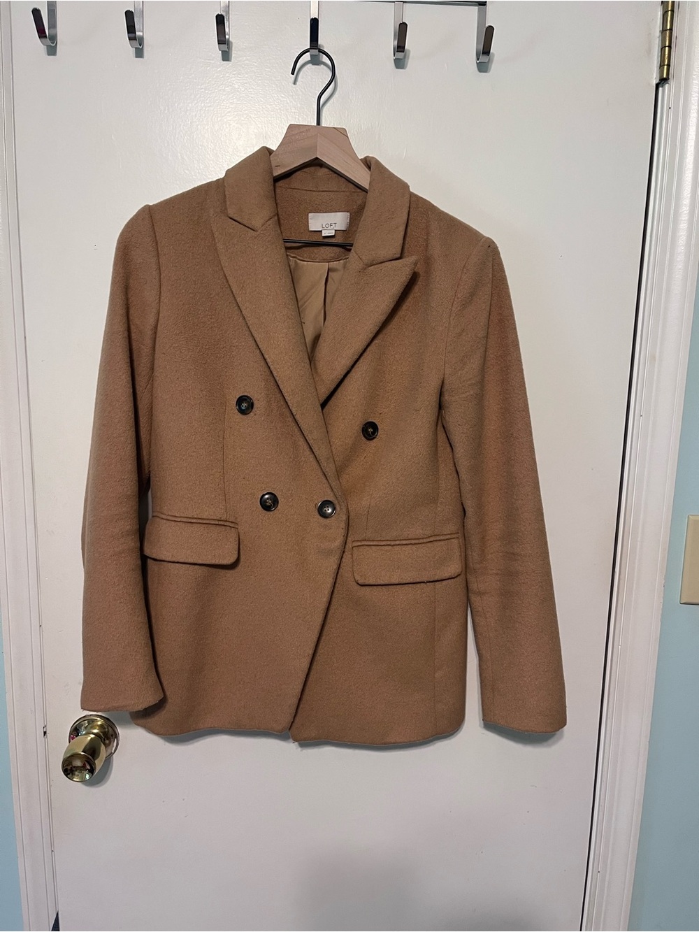 LOFT Double-Breasted Blazer in Camel